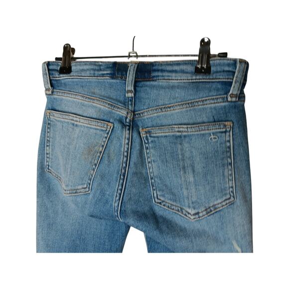 Rag & Bone Cate Mid-Rise Skinny Jeans Size 23 Distressed Blue Wash Ankle Raw Hem - Picture 12 of 16